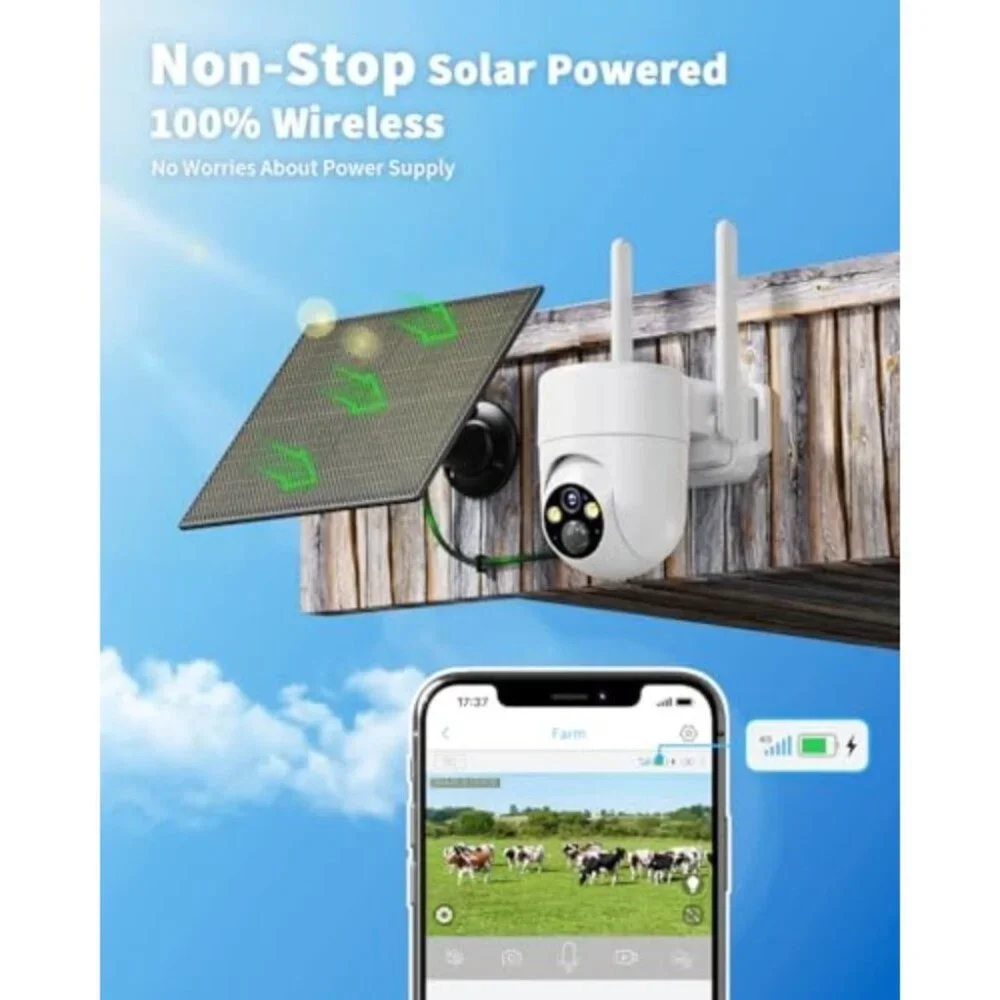 4G LTE Cellular Security Camera Outdoor Wireless for Home Security, Solar Camera